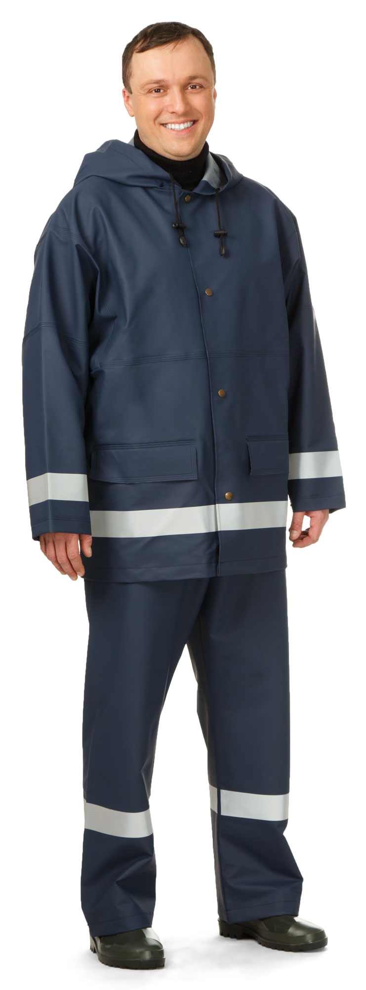 CYCLONE men's PVC waterproof work suit with a reflective stripe