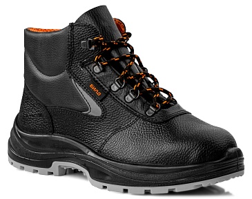 BUILD high ankle leather boots with metallic toe cap and metallic puncture resistant insert